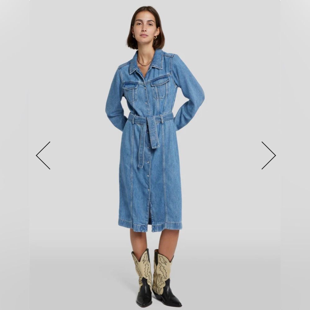 7 for all mankind denim lustre midi dress size small in valentine